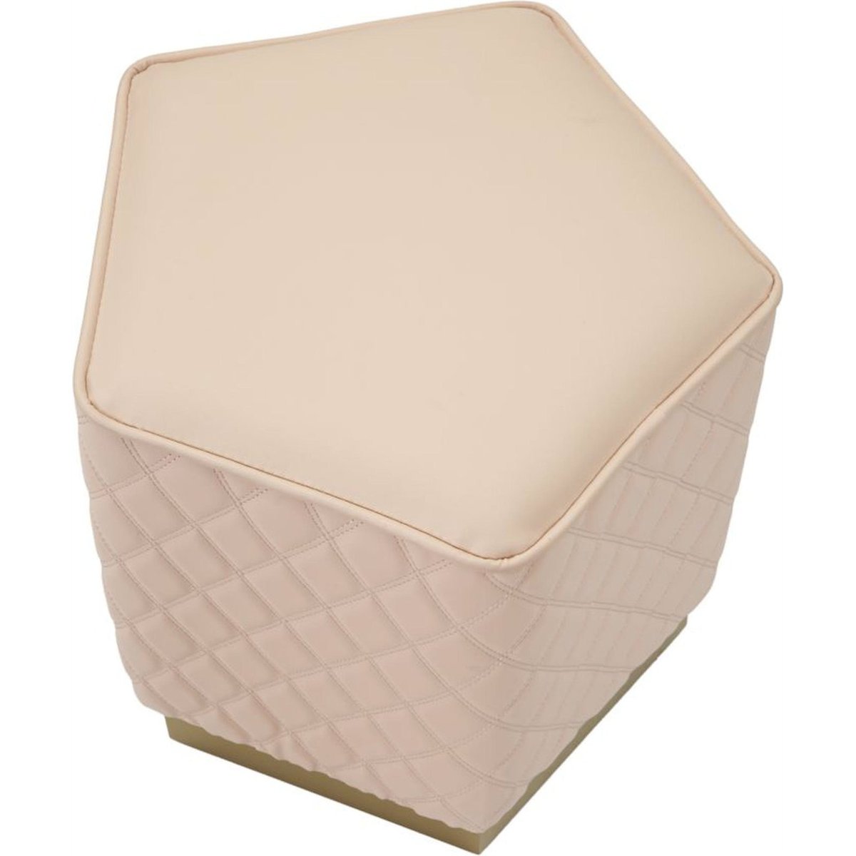 Pouf pentagonal matelassé base lumineuse GLAM rose et doré, RECOLLECTION