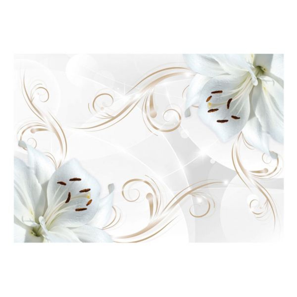 Papier peint intissé panoramique Fleurs White dancers vert, EDEN