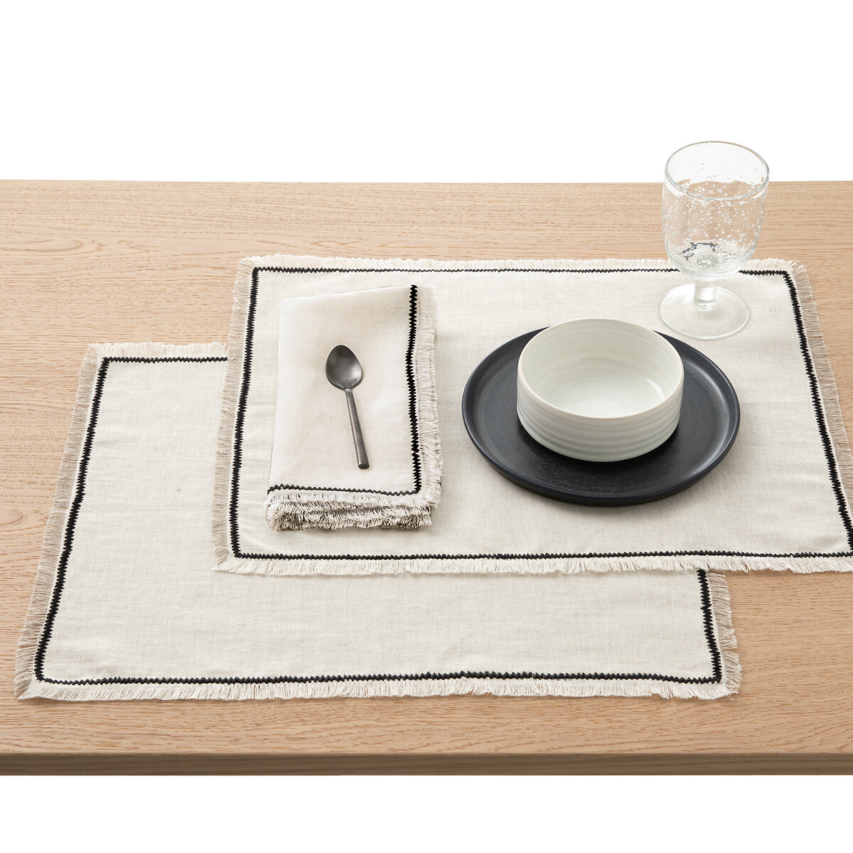 Set van 2 placemats linnen/katoen Menorca naturel, LA REDOUTE INTERIEURS