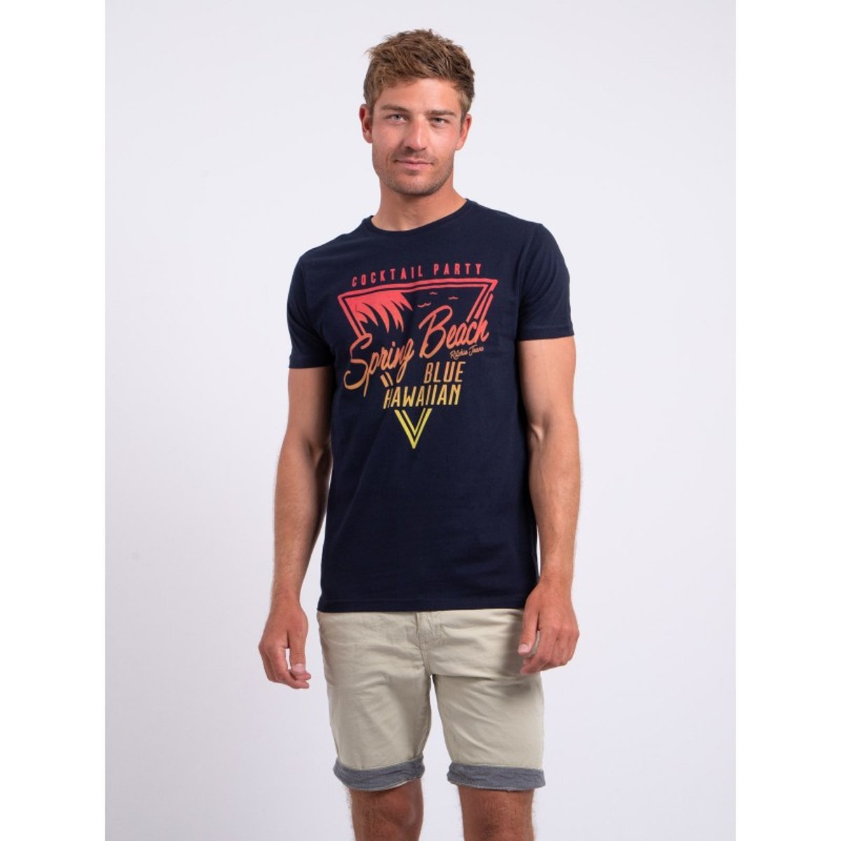 T-shirt Manches Courtes Col Rond Pur Coton Noclark bleu marine, RITCHIE