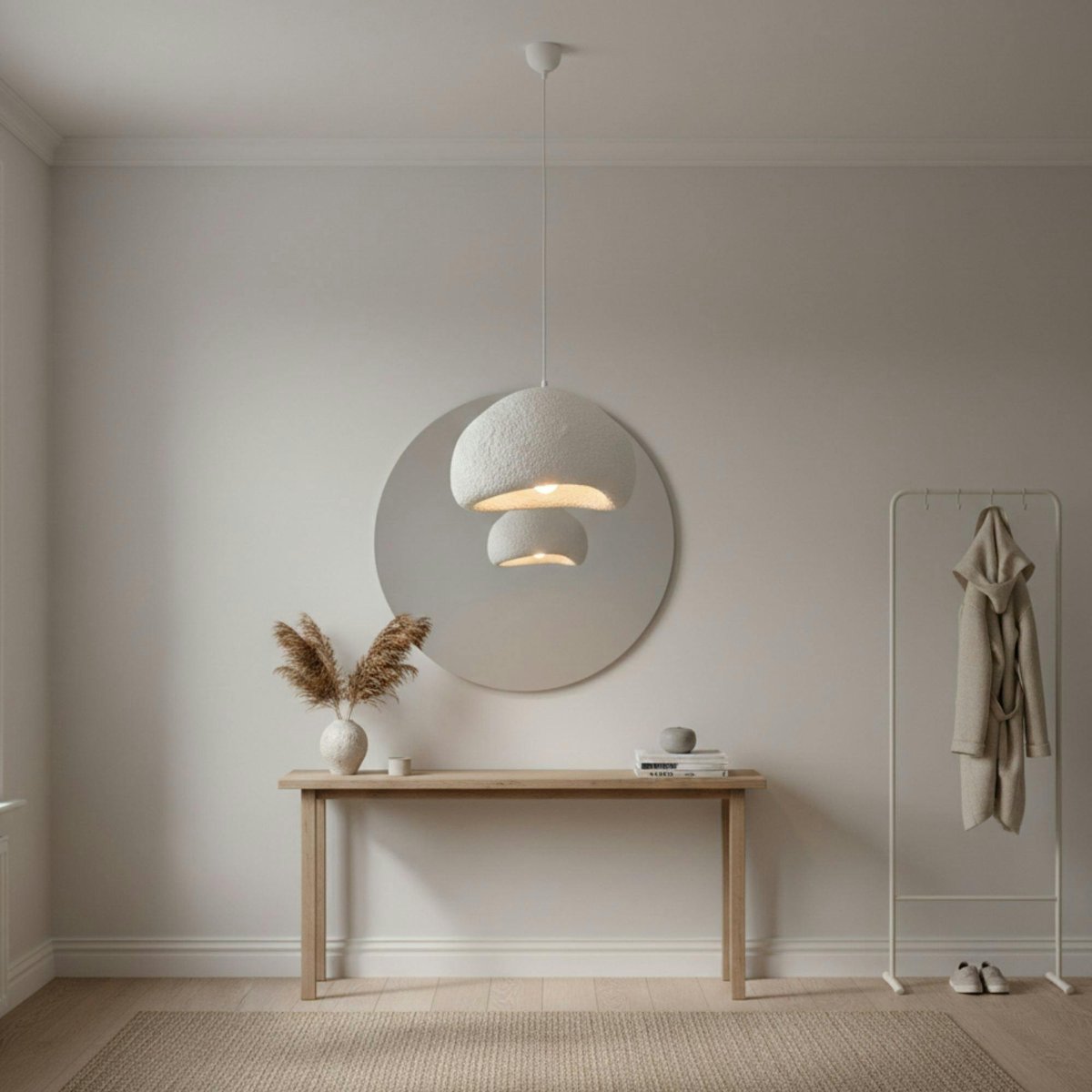 Suspension chambre blanche design organique 40 cm NOXIS blanc, PIER IMPORT