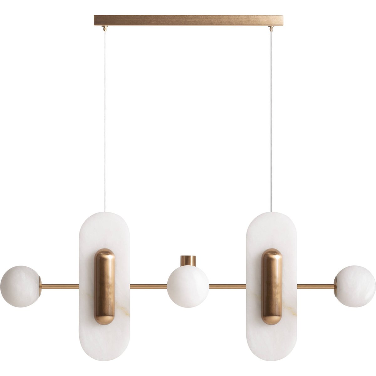 Suspension contemporaine en albâtre blanc cassé et doré, RECOLLECTION