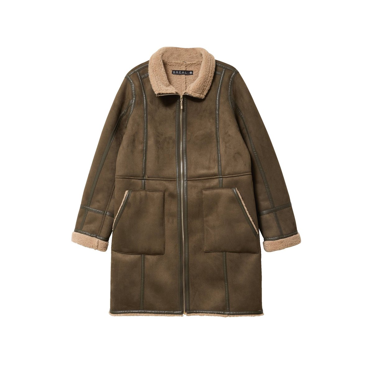Manteau cintré mi-long vert kaki, BREAL
