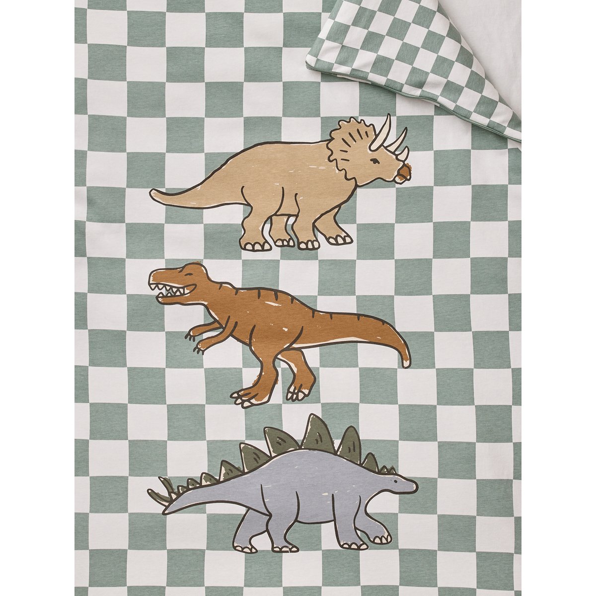 Sac de couchage dinosaure carreaux vert, VERTBAUDET