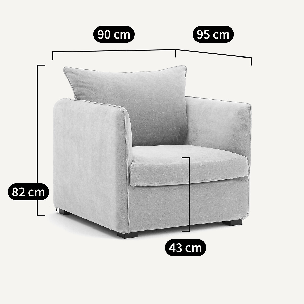 Fauteuil velours côtelé, Néo Chiquito anthracite, AM.PM
