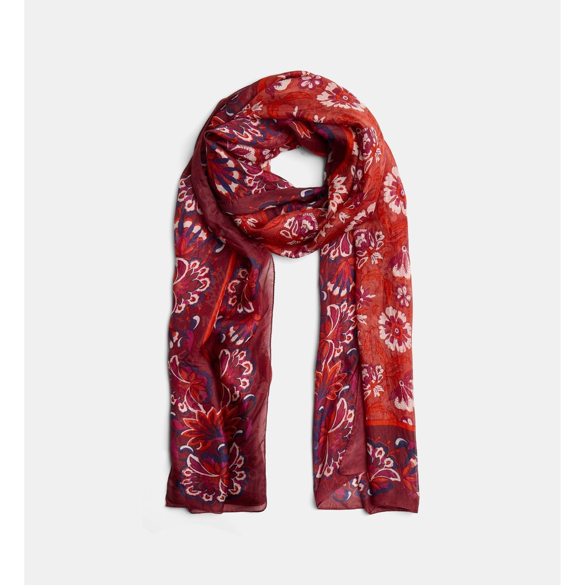 Foulard lolina en soie à motif floral rouge, GALERIES LAFAYETTE