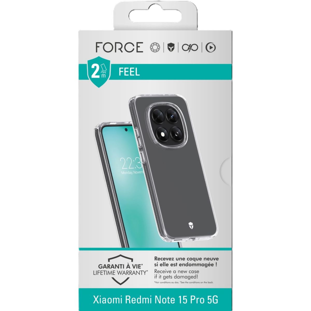 Coque Redmi Note 15 Pro transparente couleur unique, FORCE CASE