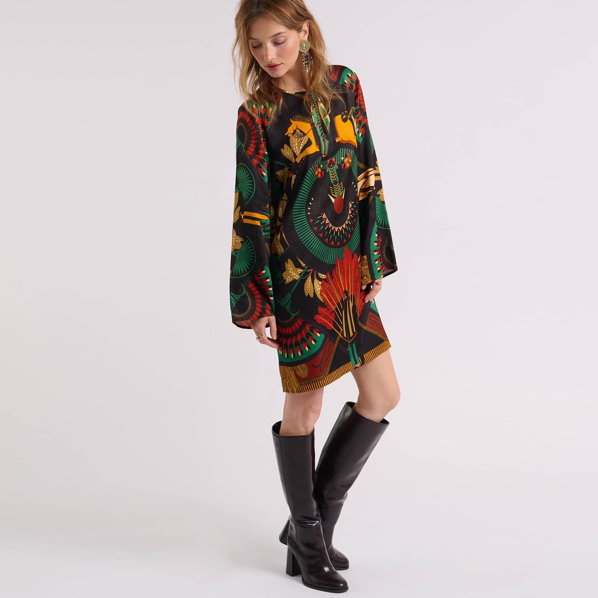 Robe midi à motifs SERAPHINE noir, WILD