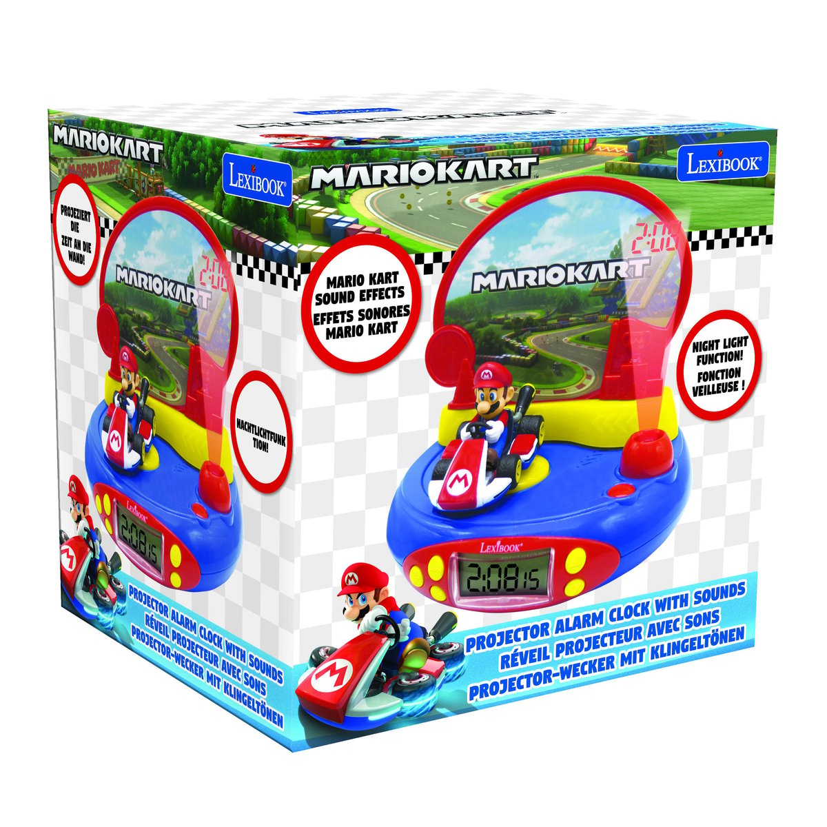 Réveil RP500UNI Projecteur Nintendo Mario Kart bleu, LEXIBOOK