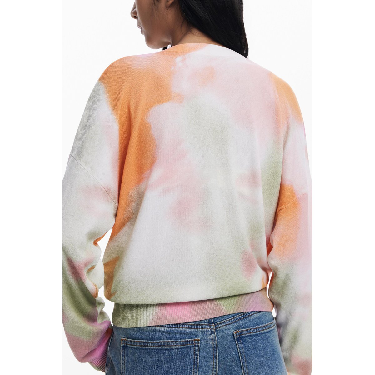 Cardigan à fleurs tie-dye beige, DESIGUAL
