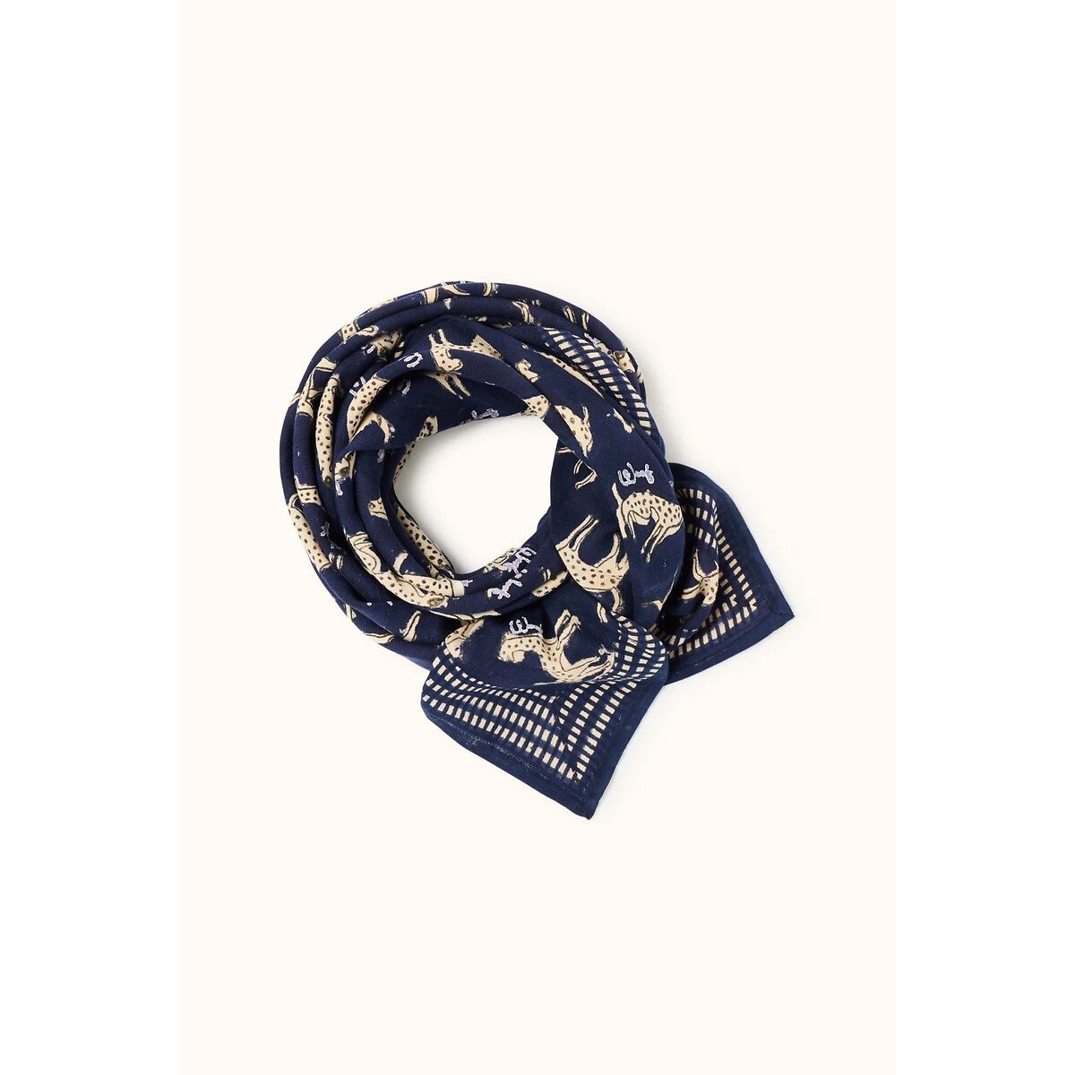 Grand foulard imprimé, LATIKA  imprimé bleu foncé, APACHES COLLECTIONS