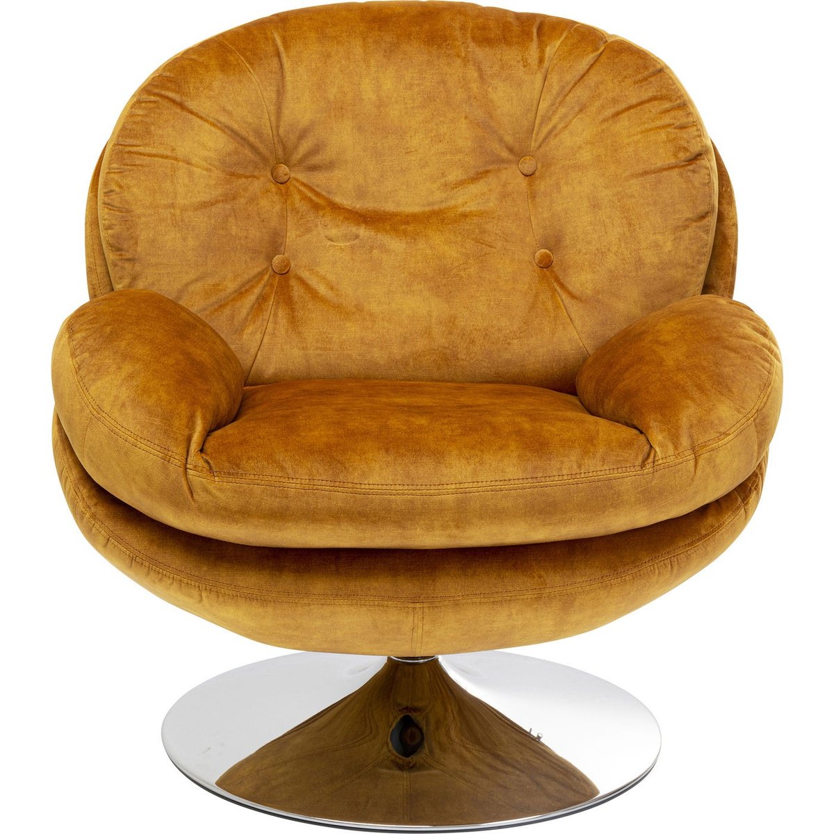 Fauteuil pivotant en velours, COSY ocre, KARE DESIGN