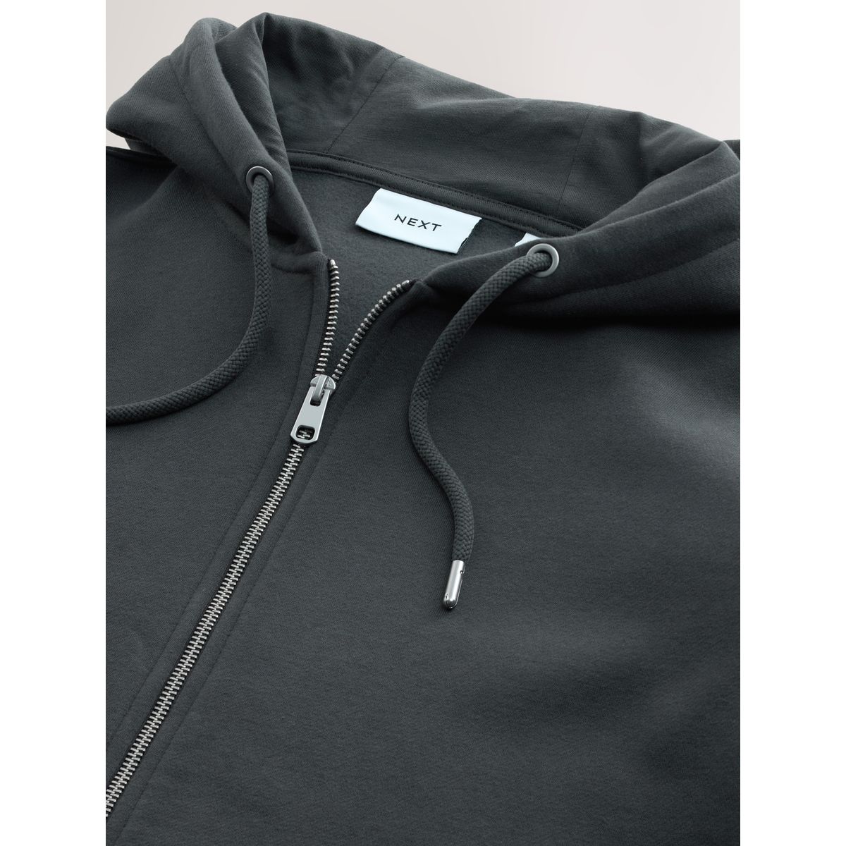 Sweat à capuche zippé en coton épais gris ardoise, NEXT