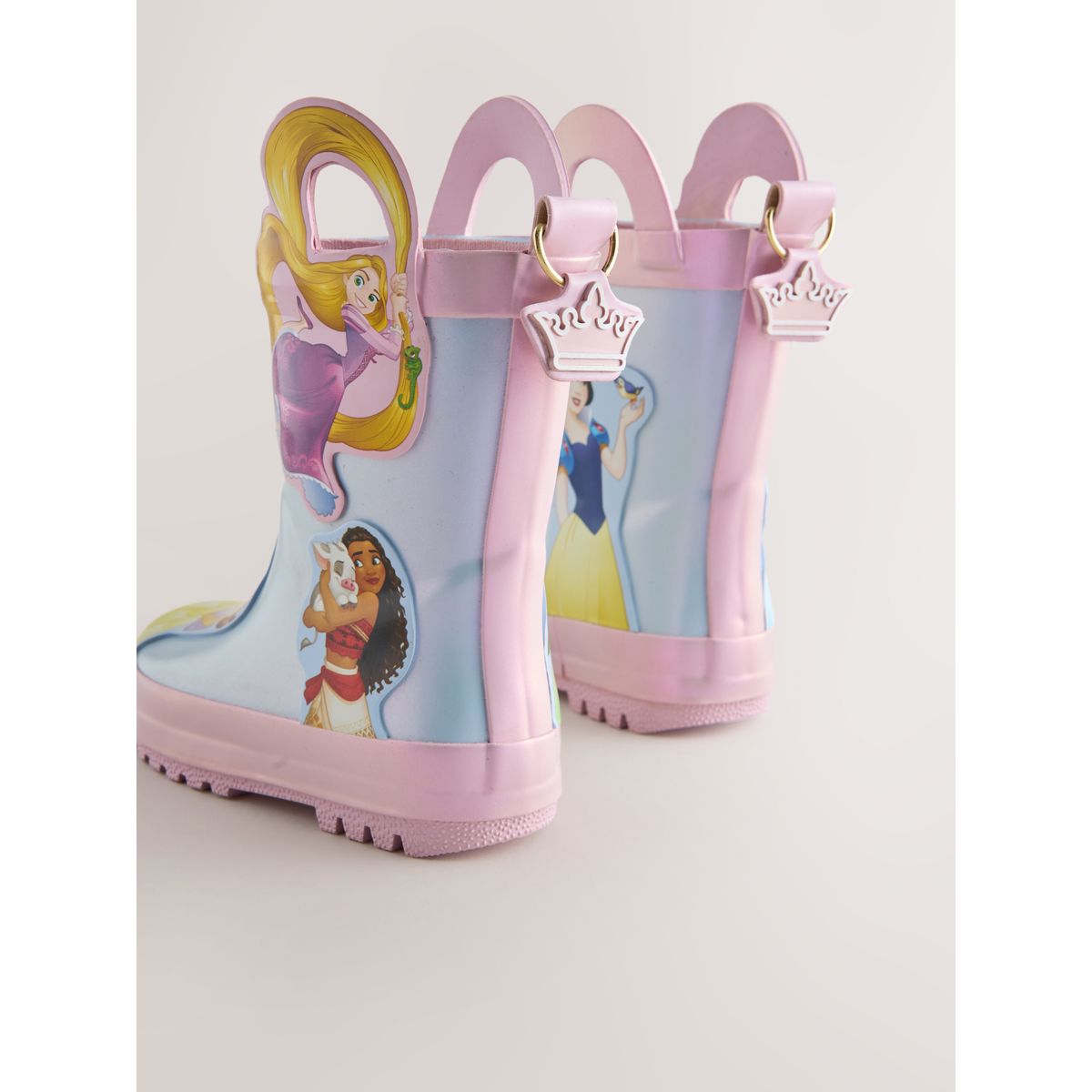 Bottes caoutchouc à poignée princesse disney bleu/rose, NEXT