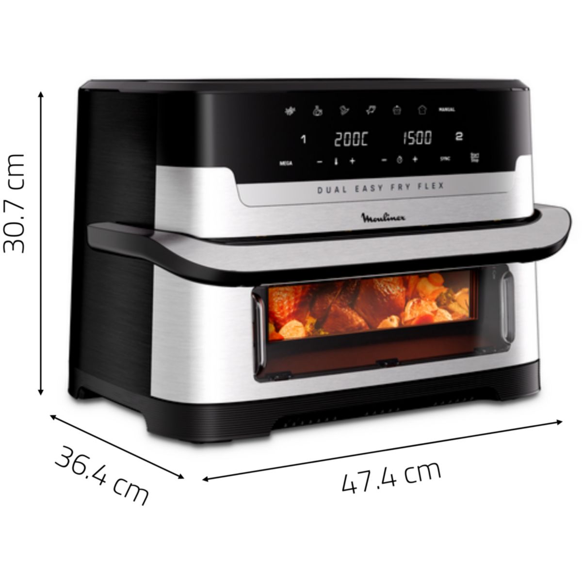 Friteuse sans huile Easy Fry Dual Flex EZ922DF0 acier, MOULINEX