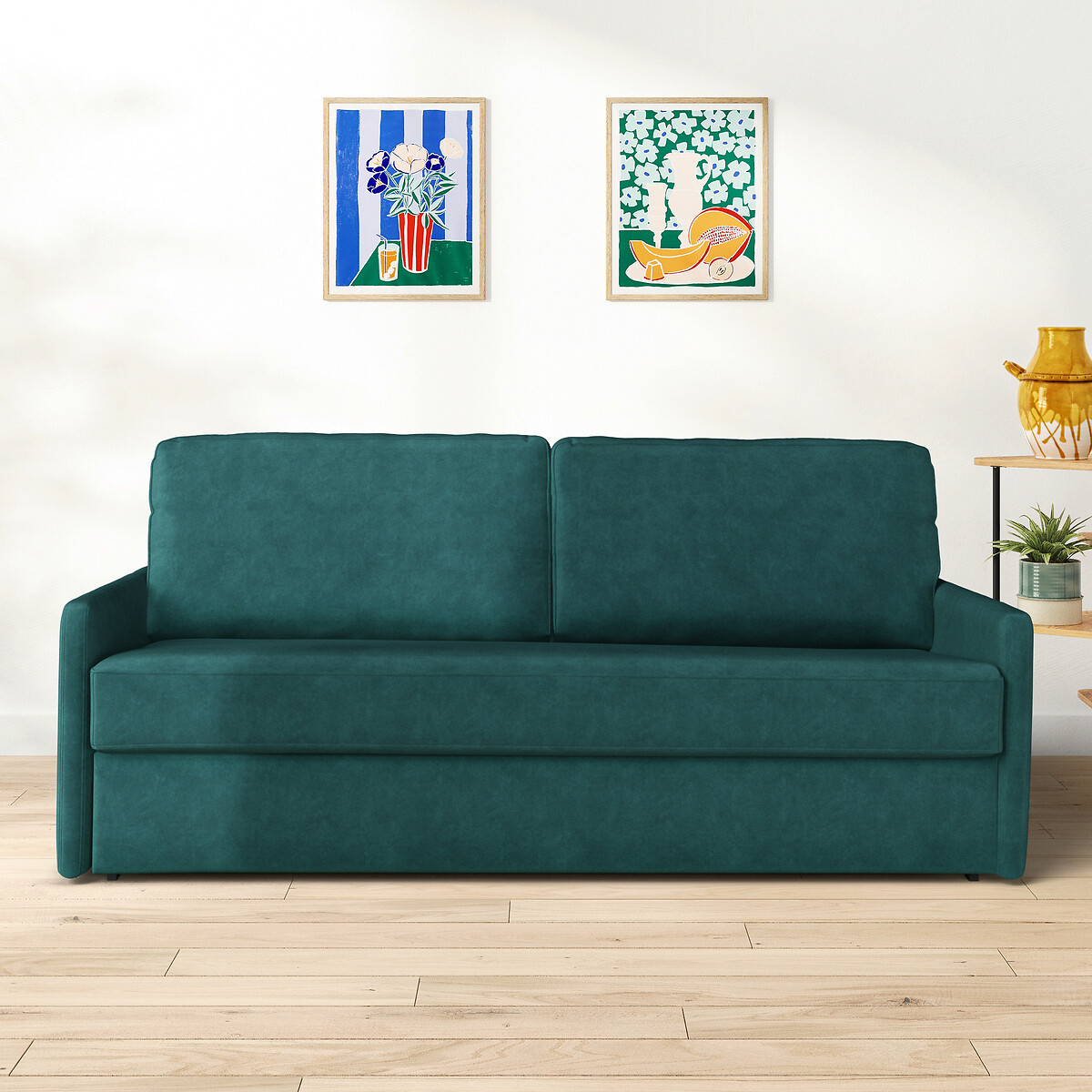 Canapé-lit en velours, 2, 3 ou 4 places, confort Bultex®, MARTA bleu de prusse, LA REDOUTE INTERIEURS