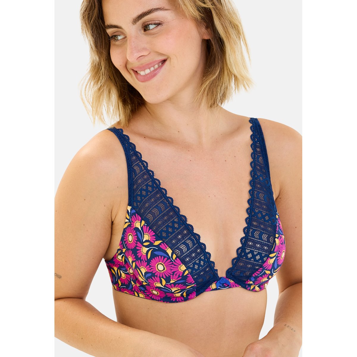 Soutien-gorge TALENTUEUSE tournesol fond bleu, BILLET DOUX