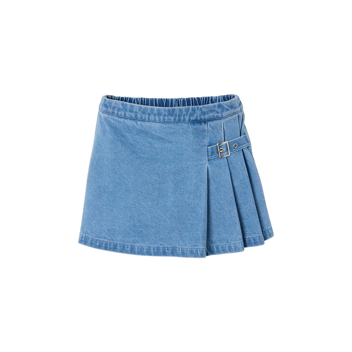 Jupe short plissée bleu moyen, JONEN
