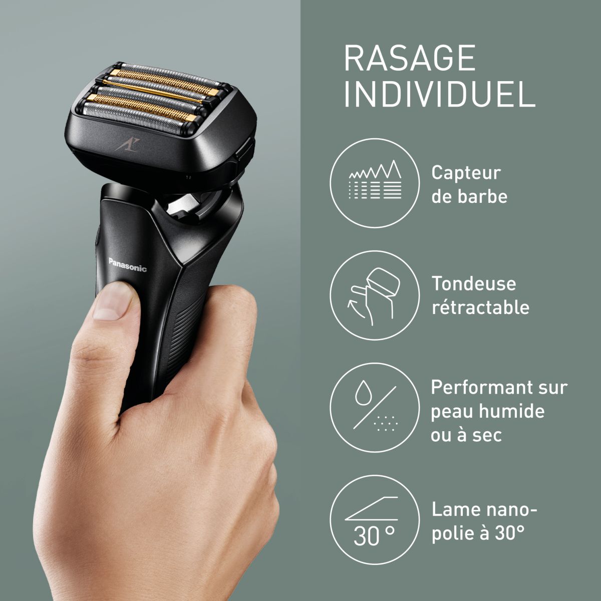 Rasoir électrique 6 lames ES-LS6A-K803 noir, PANASONIC