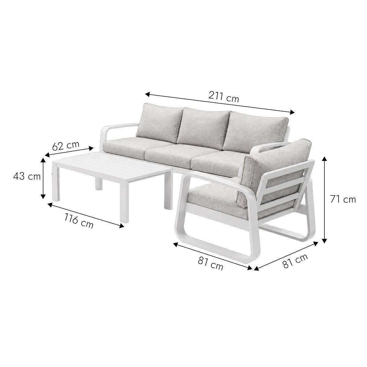 Salon de jardin 5 places taupe beige, MADE IN MEUBLES