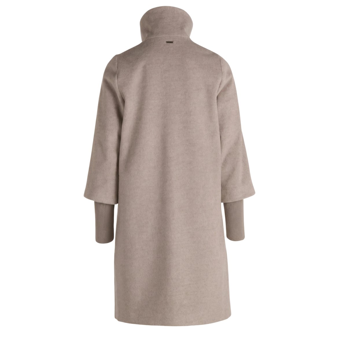 Manteau court à col droit taupe melange, ZERO