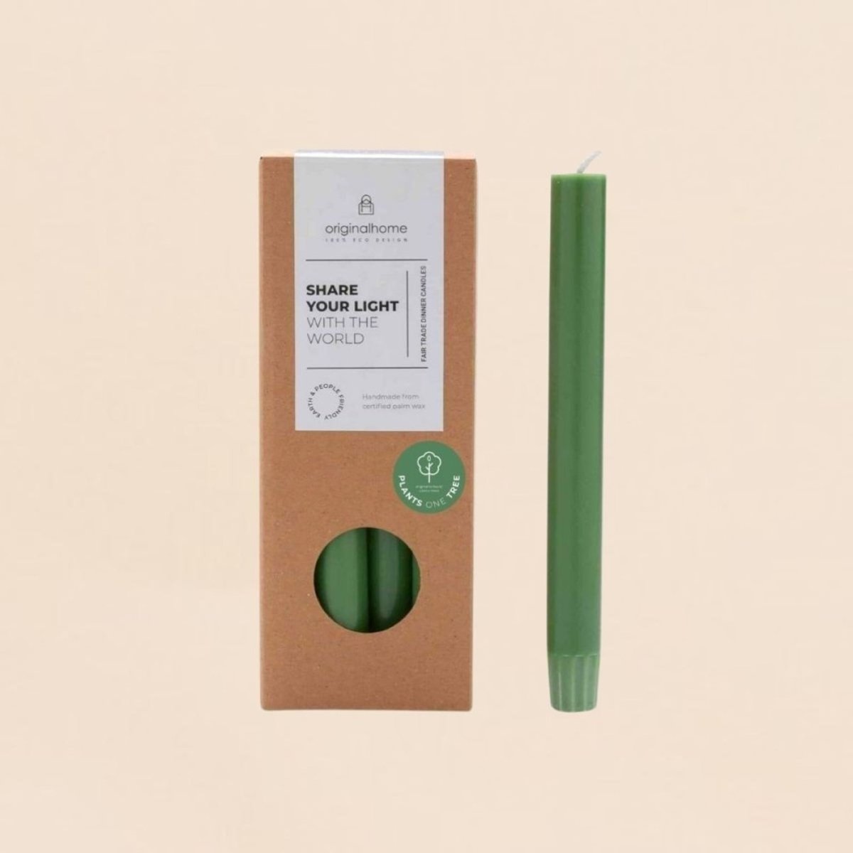 Set de 10 bougies cierges 20 cm vert foncé, ORIGINALHOME
