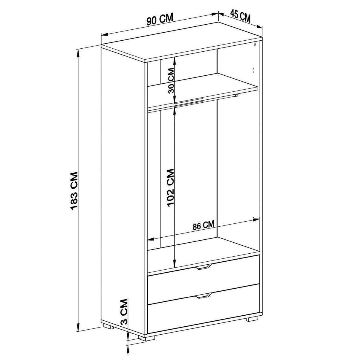 Armoire penderie blanche 2 portes, style moderne BYRON blanc, PIER IMPORT