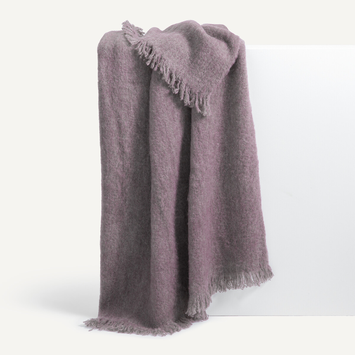 Plaid uni, laine et polyamide, Mantas figue, AM.PM