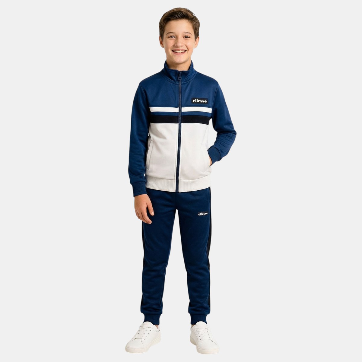 Ensemble veste zippée col montant et pantalon de jogging TRACK bleu marine, ELLESSE
