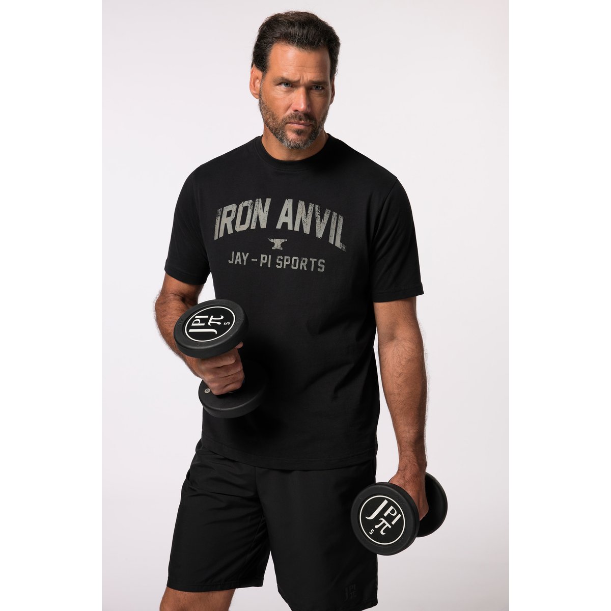 T-shirt Iron Anvil, collection Fitness noir, JP1880