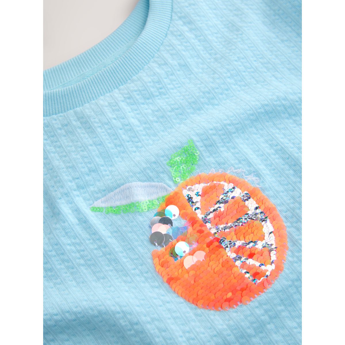 T-shirt droit oversize texturé à sequins bleu orange, NEXT