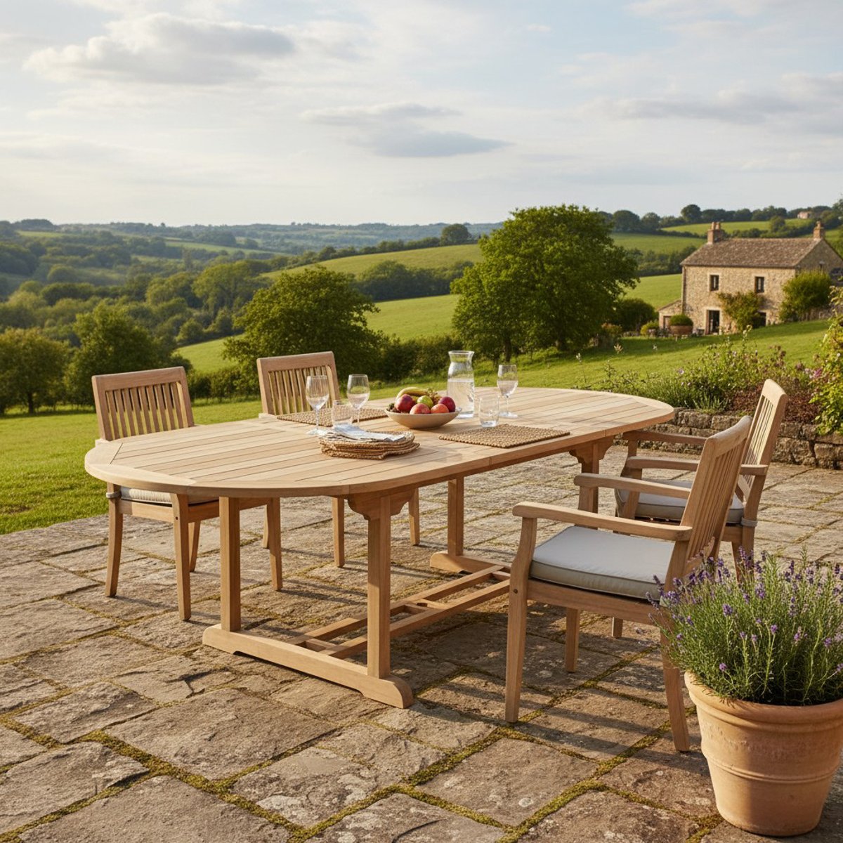 Table extensible ovale teck massif 12 places Florence naturel, TECK ATTITUDE