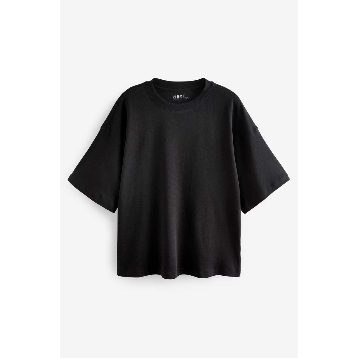 T-shirt ras du cou oversize en tissu épais noir, NEXT