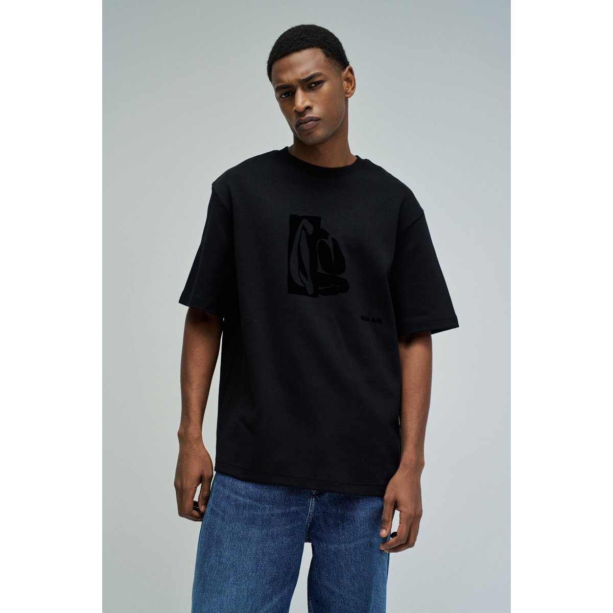T-SHIRT AVEC MOTIF EN VELOURS noir, SALSA JEANS