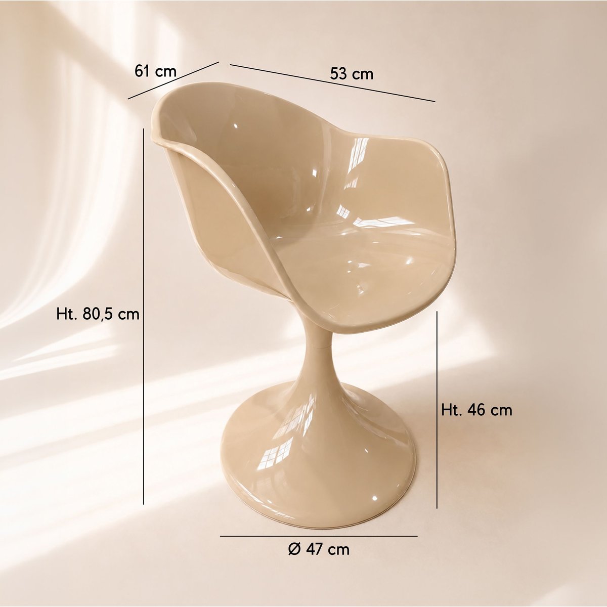 Lot de 2 fauteuils de table en résine acrylique, GLAM beige, NOW'S HOME