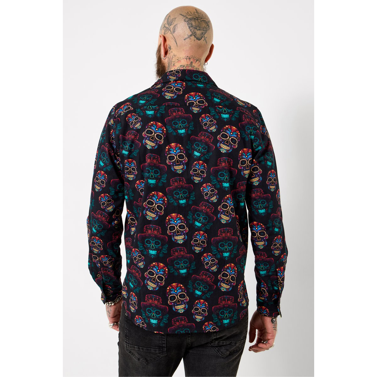 Chemise à imprimé crânes néon noir, JOE BROWNS