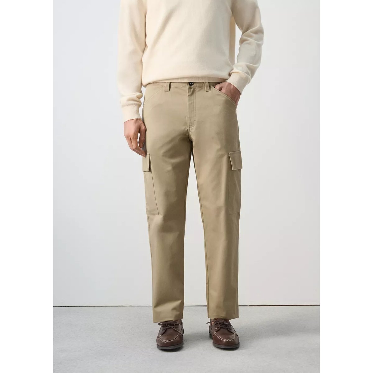 Pantalon cargo 100 % coton beige, MANGO MAN