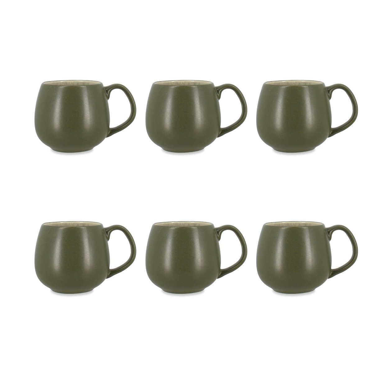 Lot de 6 mugs 38cl en grès, OLI vert, OGO LIVING