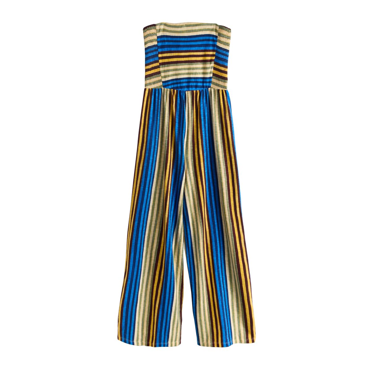 Combi-pantalon bandeau large en jersey rayures bleu/jaune, NEXT