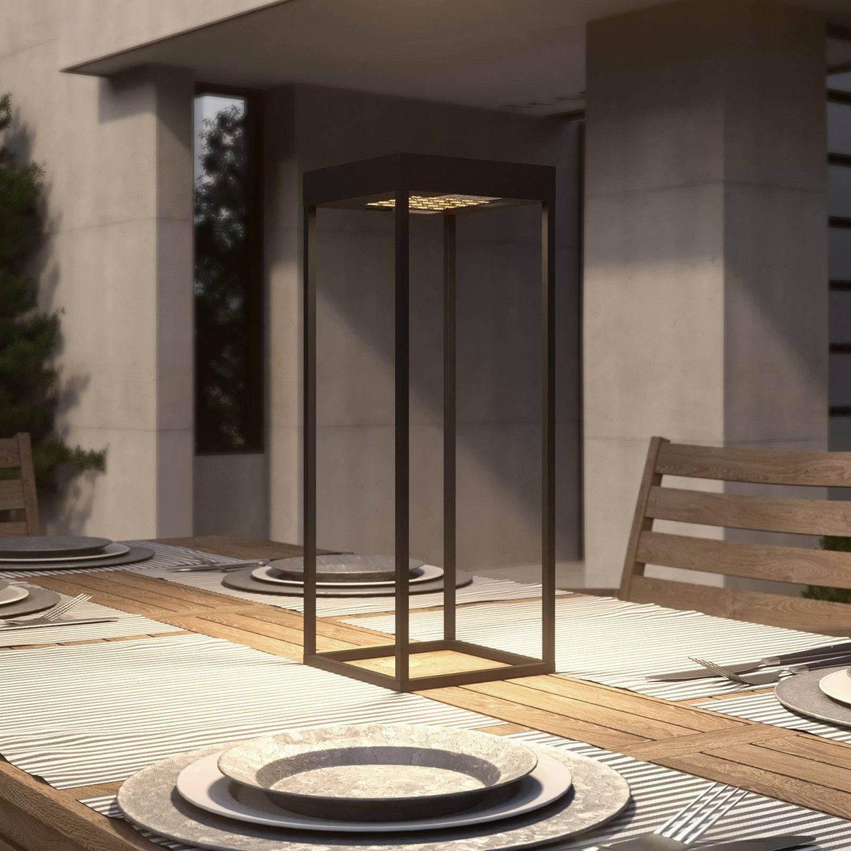 Lampe solaire en aluminium moderneLED, Lynzy noir, LUCANDE