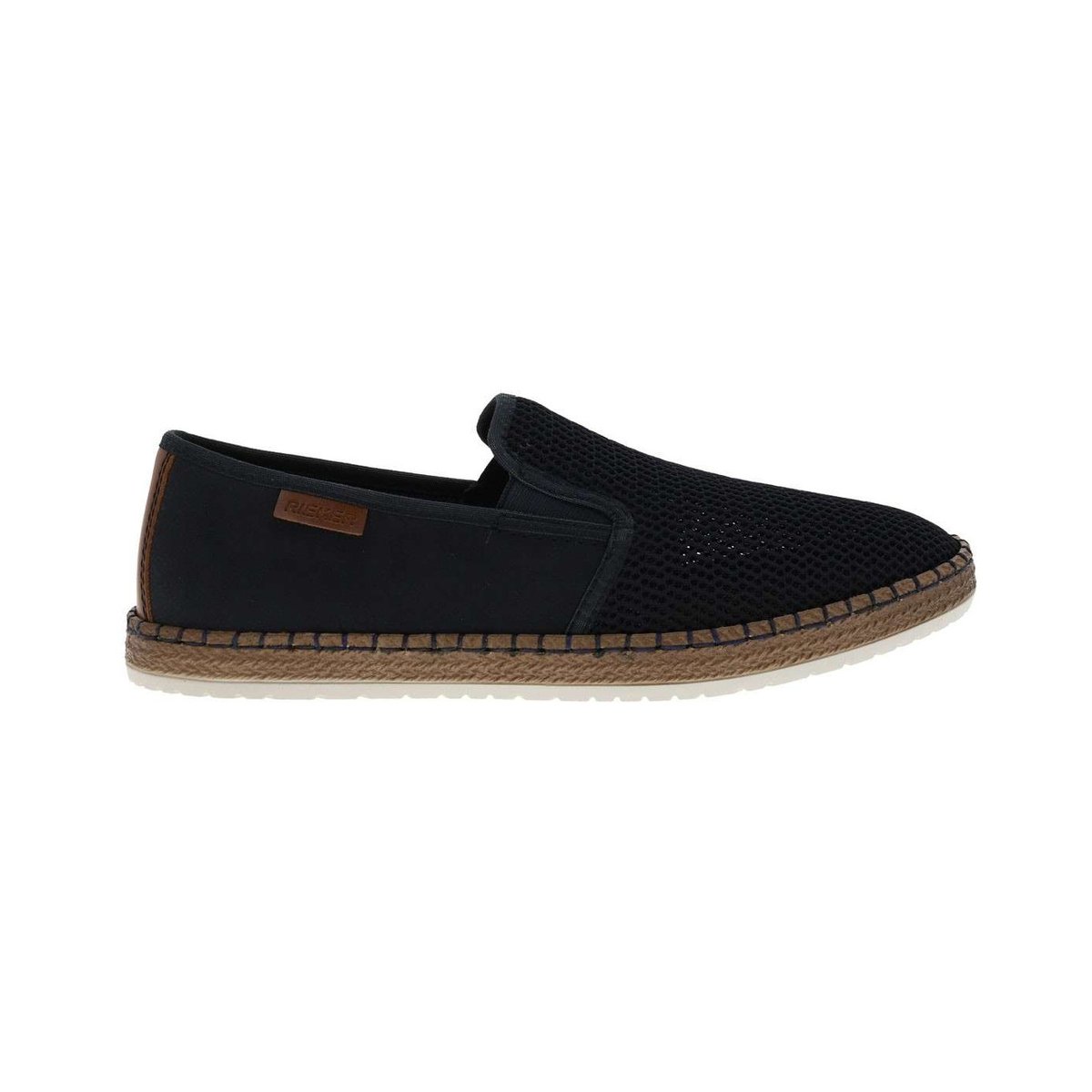 Espadrilles homme marine unies en toile et à semelle à corde bleu, RIEKER