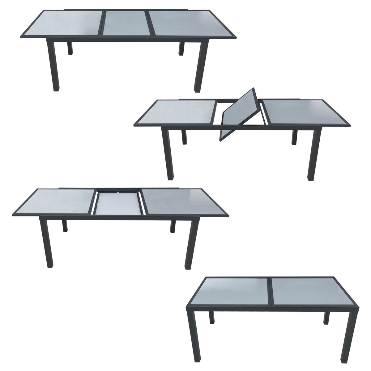 Salon de jardin, extensible, 8 pl, FIRENZE gris, HAPPY GARDEN