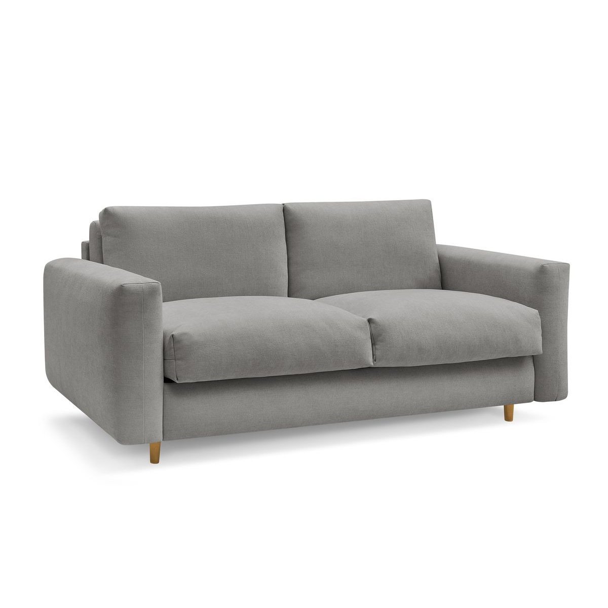 Canapé droit convertible 3 places en tissu lisse couchage 140x200 cm, COCOONE gris, BOBOCHIC