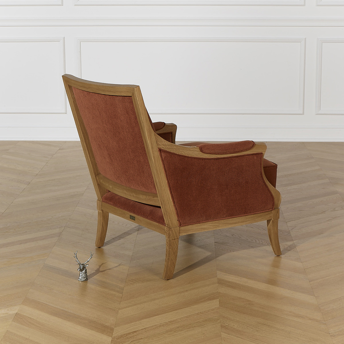 Fauteuil en chêne et velours côtelé MONTANA ecureuil, ROBIN DES BOIS
