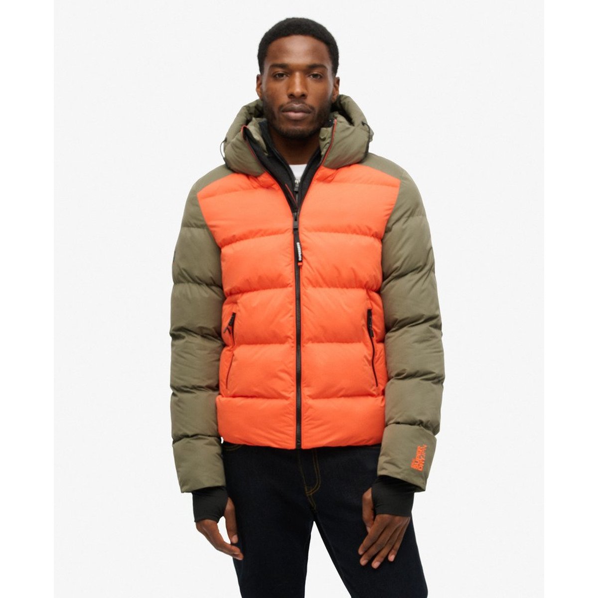 Doudoune à capuche Sport Colour Block colour block kaki, SUPERDRY