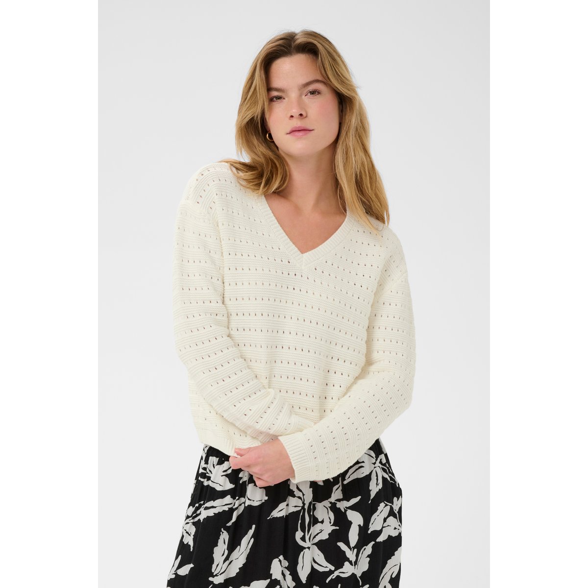 Pullover tricoté blanc, KAFFE