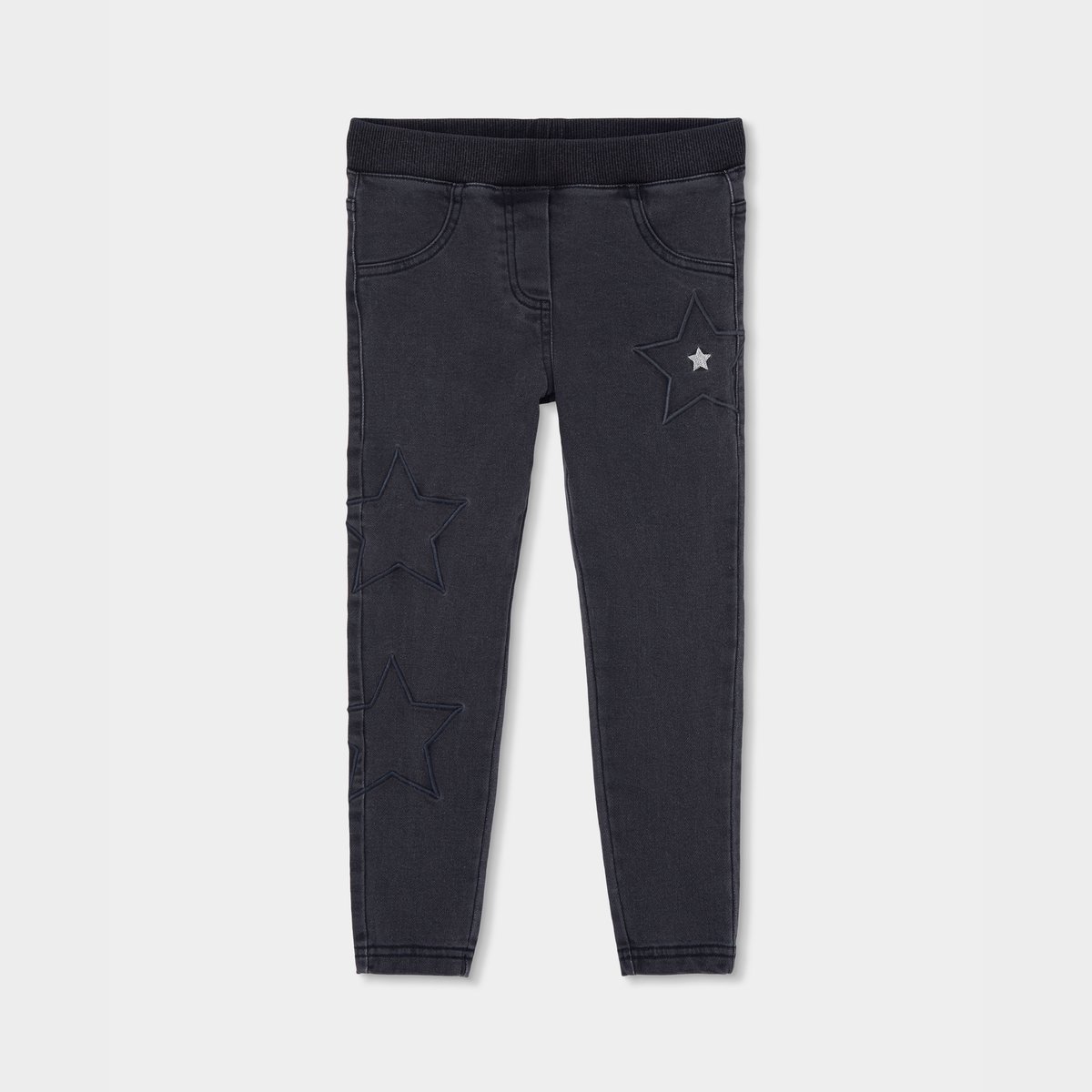 Pantalon fille denim avec étoiles noir, BOBOLI