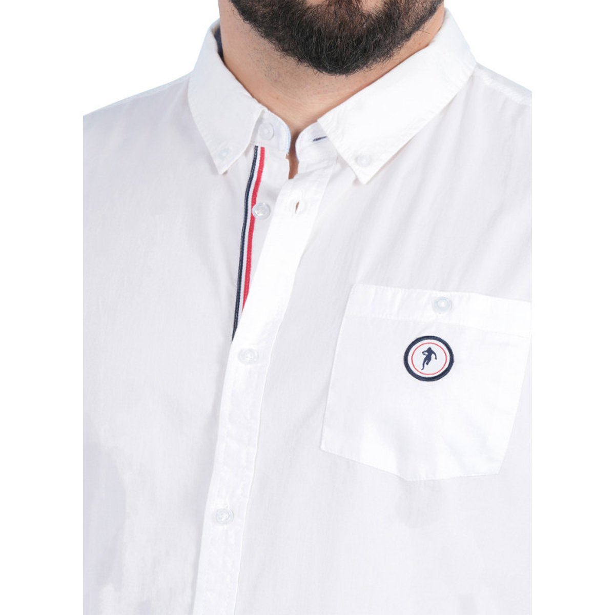 Chemise en coton biologique blanche unie pourvue d'un col américain blanc, RUCKFIELD