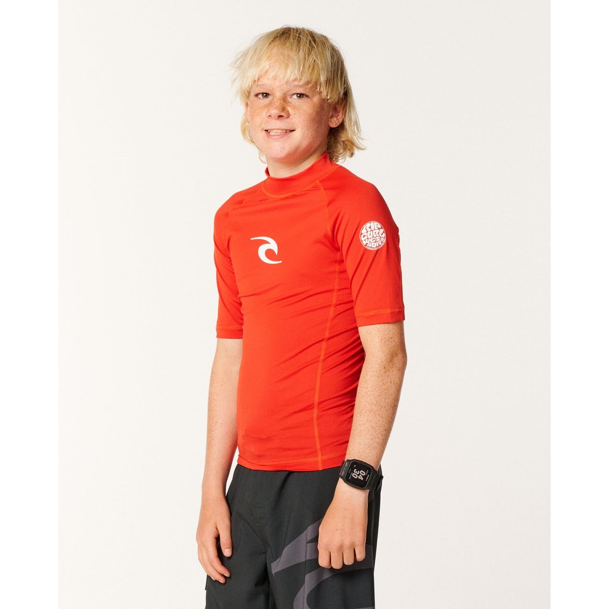 T-shirt anti-UV WAVES manches courtes garçon lava red, RIP CURL