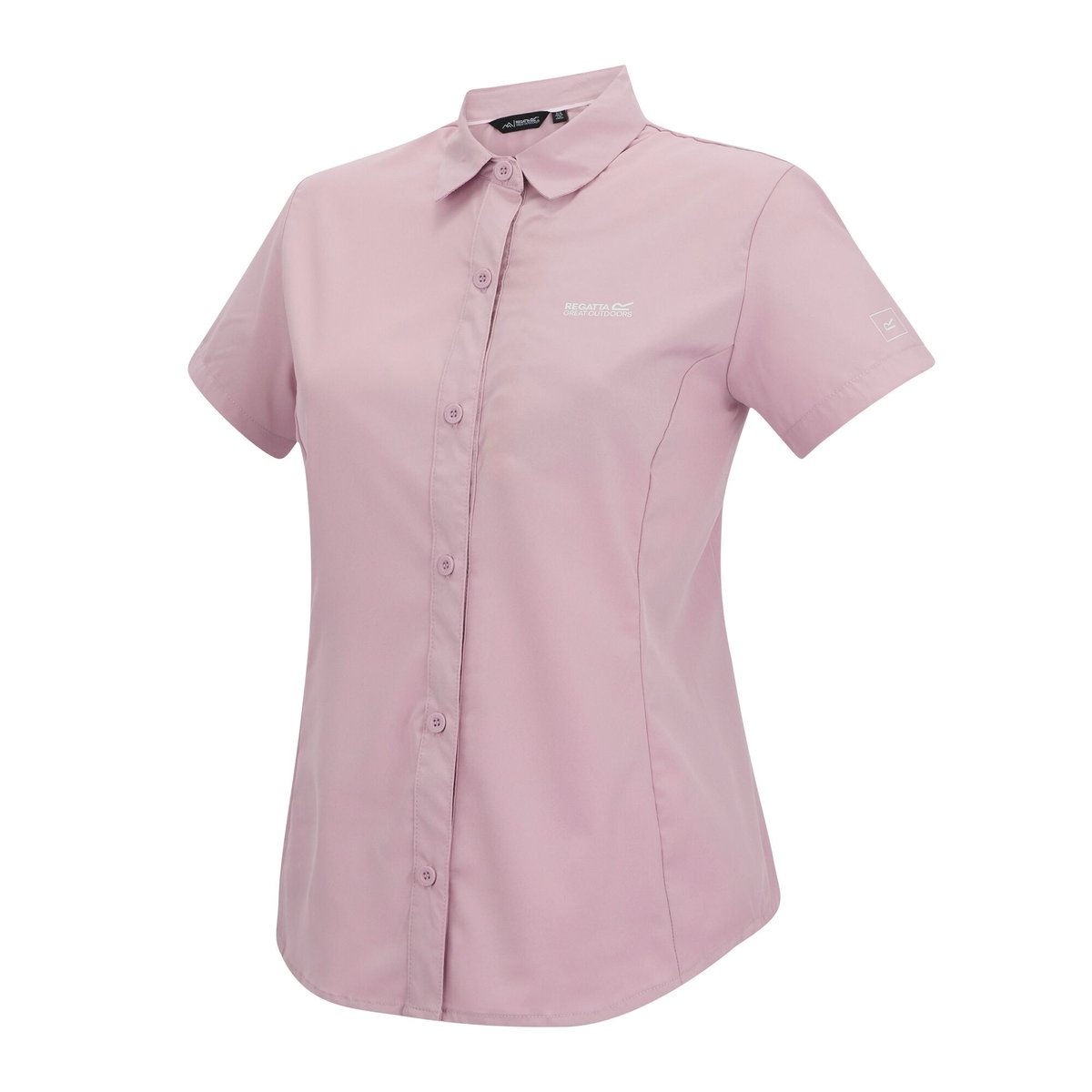 Chemise unie de voyage unie manches courtes lilas clair, REGATTA